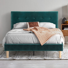 Green Kristian Velvet Double Bed