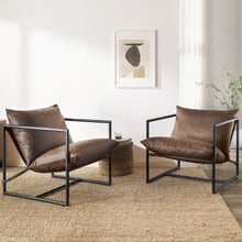 Eithan Faux Leather Sling Accent Chair