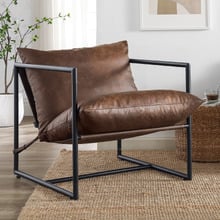 Eithan Faux Leather Sling Accent Chair