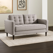 Stone Grey Weave Mid Century 2 Seater Sofa
