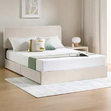 Beige Pauline Upholstered Bed Frame with Drawers
