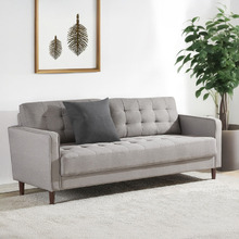 Stone Grey Weave Mid Century 3 Seater Sofa