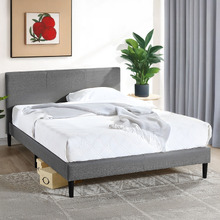 Charcoal Laybell Fabric Bed with Headboard