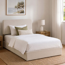 Beige Pauline Upholstered Bed Frame with Drawers