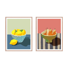 2 Piece Fruit Bowls Framed Printed Wall Art Set