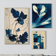 3 Piece Indigo Flora Canvas Wall Art Set