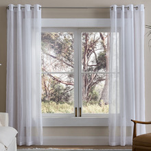 Edith Linen-Look Sheer Eyelet Single Panel Curtain