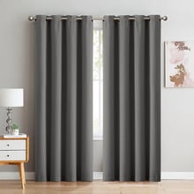Triple Layer Charcoal Blockout Eyelet Curtains (Set of 2)