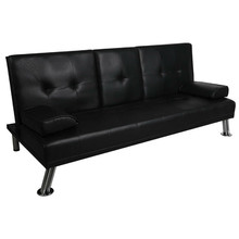 Claude 3 Seater Faux Leather Futon Sofa Bed