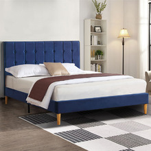 Blue Izumi Velvet Queen Bed Frame