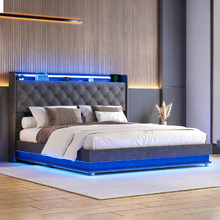 Gatlin Upholstered Gas Lift Storage Bed with LED