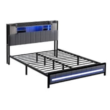 Caio Platform Bed with LEDs & Charging Station