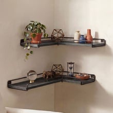 Charlotte Floating Corner Wall Shelves (Set of 2)