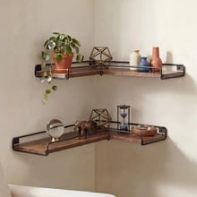 Charlotte Floating Corner Wall Shelves (Set of 2)