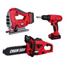 Lenoxx Kids 3 Piece Power Tool Playset with Sound & Light