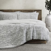 Silver Faux Fur Comforter Set