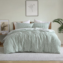 Sage Stripe Frankie Quilt Cover Set