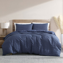 Navy Byron Seersucker Quilt Cover Set