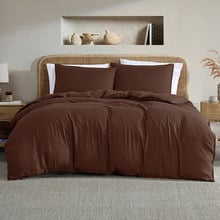 Mahogany Brown Ricki Vintage Washed Polyester Quilt Cover Set