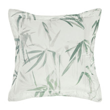 Sage Bamboo Print Cotton Velvet Cushion