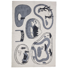 Grey Zoo-Themed Flat-Woven Cotton Rug