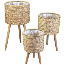3 Piece Malo Seagrass Pot Plant Stand Set