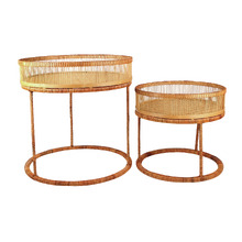 2 Piece Kalib Rattan & Bamboo Side Table Set