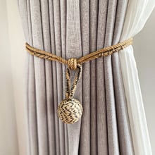 Natural & Black Jute Ball Curtain Tieback