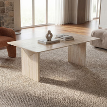 Circe Rectangular Travertine-Look Coffee Table