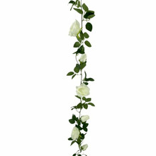 190cm Faux White Flowering Rose Garland