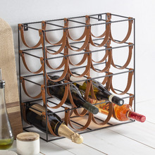 Orwell 16 Bottle Iron & Leather Wine Rack