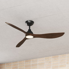 Spartan 132cm Teak & Matte Black DC Smart Ceiling Fan with LED Light