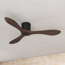 Shinzo 132cm DC Low Profile Walnut & Matte Black Smart Ceiling Fan with Remote Control