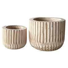 2 Piece Wade Paulownia Wood Plant Pot Set