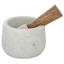 Gianni Marble & Acacia Wood Mortar & Pestle