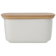 White Basics Butter Dish with Bamboo Lid