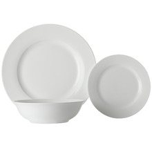 12 Piece White Basics European Rim Porcelain Dinner Set