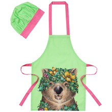 Maxwell & Williams 2 Piece Kids' Wombat Joey Marini Ferlazzo Wild Planet Apron & Hat Set
