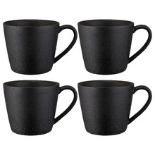 Black Caviar 420ml Porcelain Conical Mugs (Set of 4)