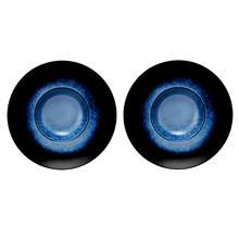 Midnight Caviar 28cm Porcelain Show Plates (Set of 2)