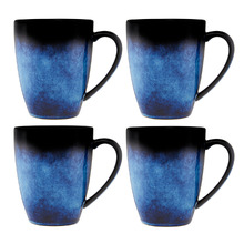 Midnight Caviar 400ml Porcelain Coupe Mugs (Set of 4)
