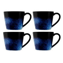 Midnight Caviar 420ml Porcelain Coupe Mugs (Set of 4)