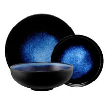 12 Piece Midnight Caviar Porcelain Coupe Dinner Set