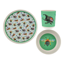 3 Piece Green Pete Cromer Garden Party Kids Melamine Dinner Set