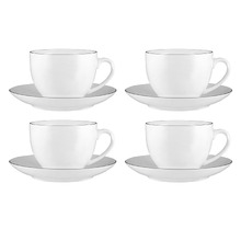 White 260ml Porcelain Coupe Demi Cups & Saucers (Set of 4)