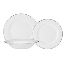 12 Piece White Porcelain Rim Dinner Set