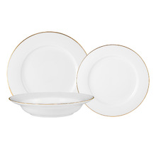 12 Piece White Porcelain Rim Dinner Set