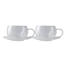 Blend Double Wall Teacups & Saucers (Set of 2)
