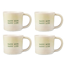 The Mug Club Quotes Happy Wife Happy Life 350ml Mugs (Set of 4)