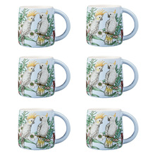 Native Grace Yellow Crested Cockatoo 350ml Porcelain Mugs (Set of 6)